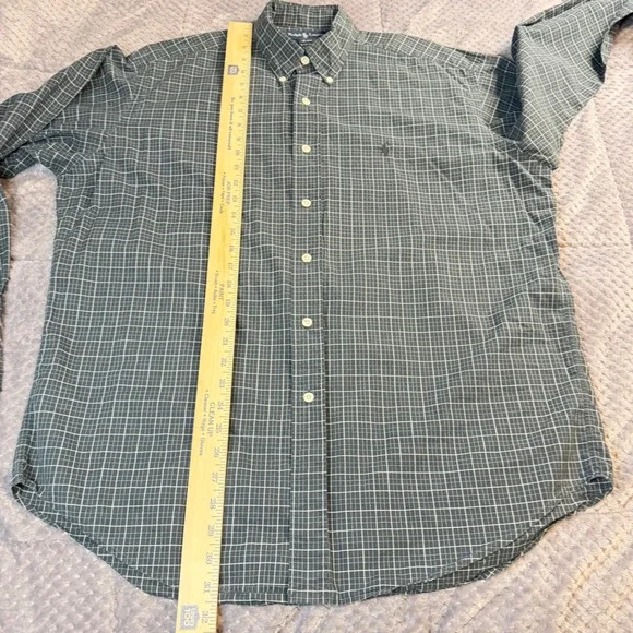 Ralph Lauren Blake Mens Large Green Windowpane Check Button Down Shirt - Picture 4 of 8